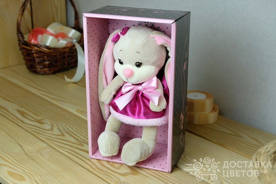 Мягкая игрушка Зайка Лин в розовом платьице